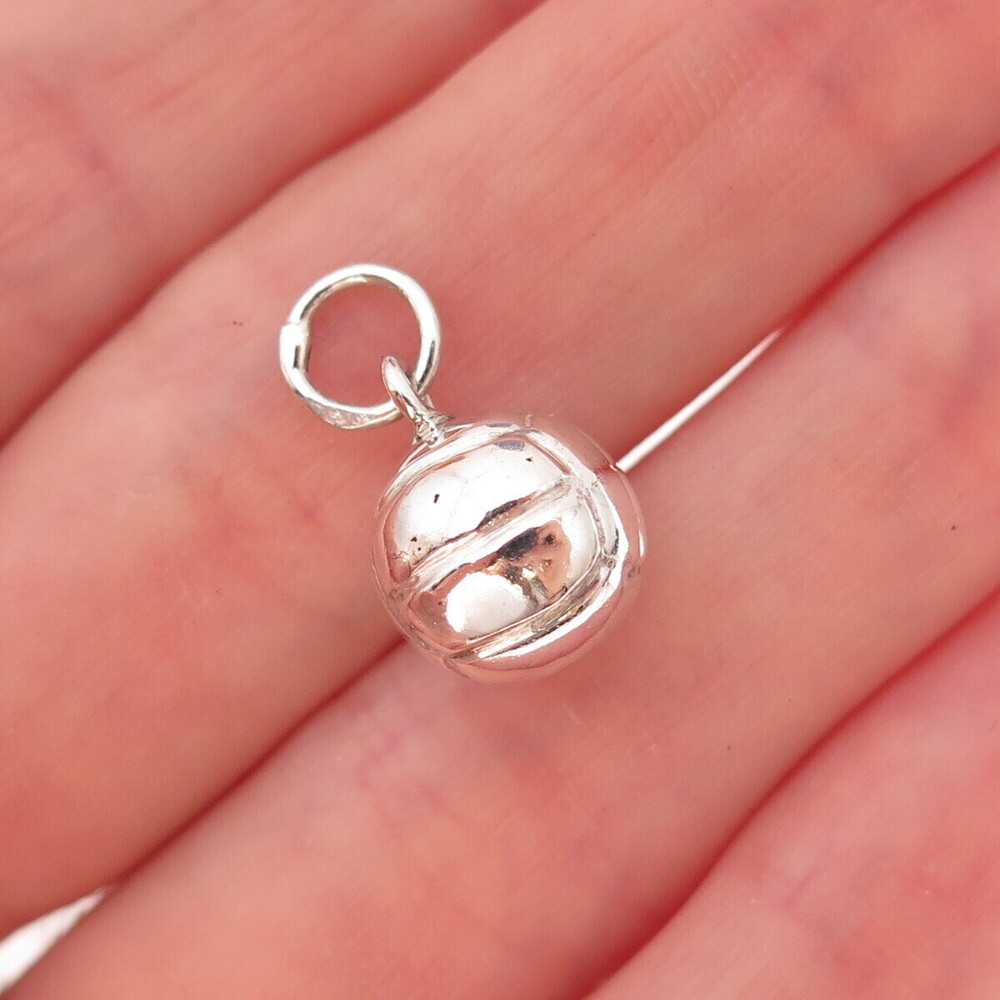 835 Silver Vintage Portugal Volleyball Ball 3D Charm Pendant